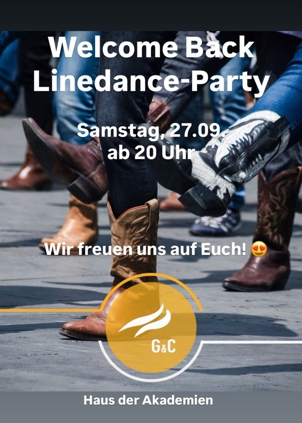 Welcome Back - Linedance Party, am 27.09. ab 20 Uhr! Welcome Back - Linedance Party, am 27.09. ab 20 Uhr!